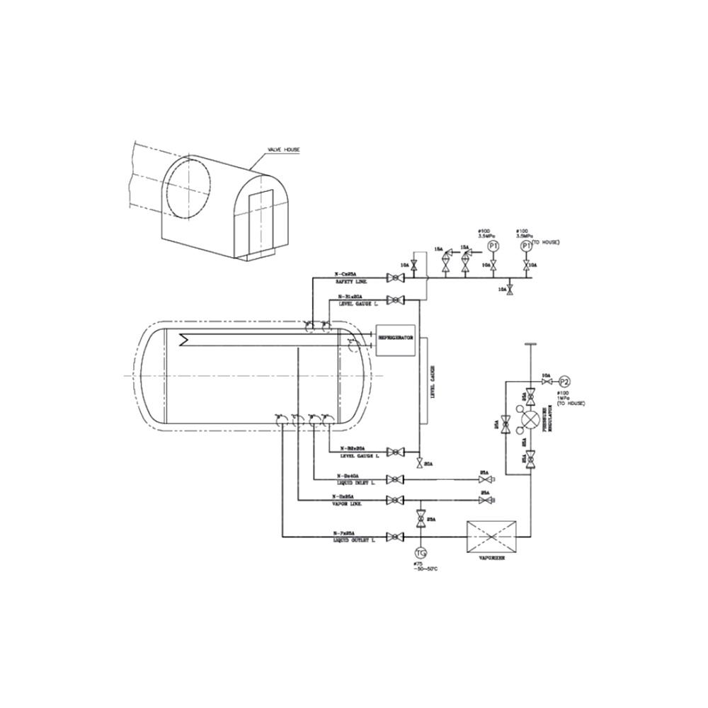 L-CO2 Storage Tank Horizontal Type (Diameter : 1500 ~ 2400mm / Height : 2150 ~ 3175mm)