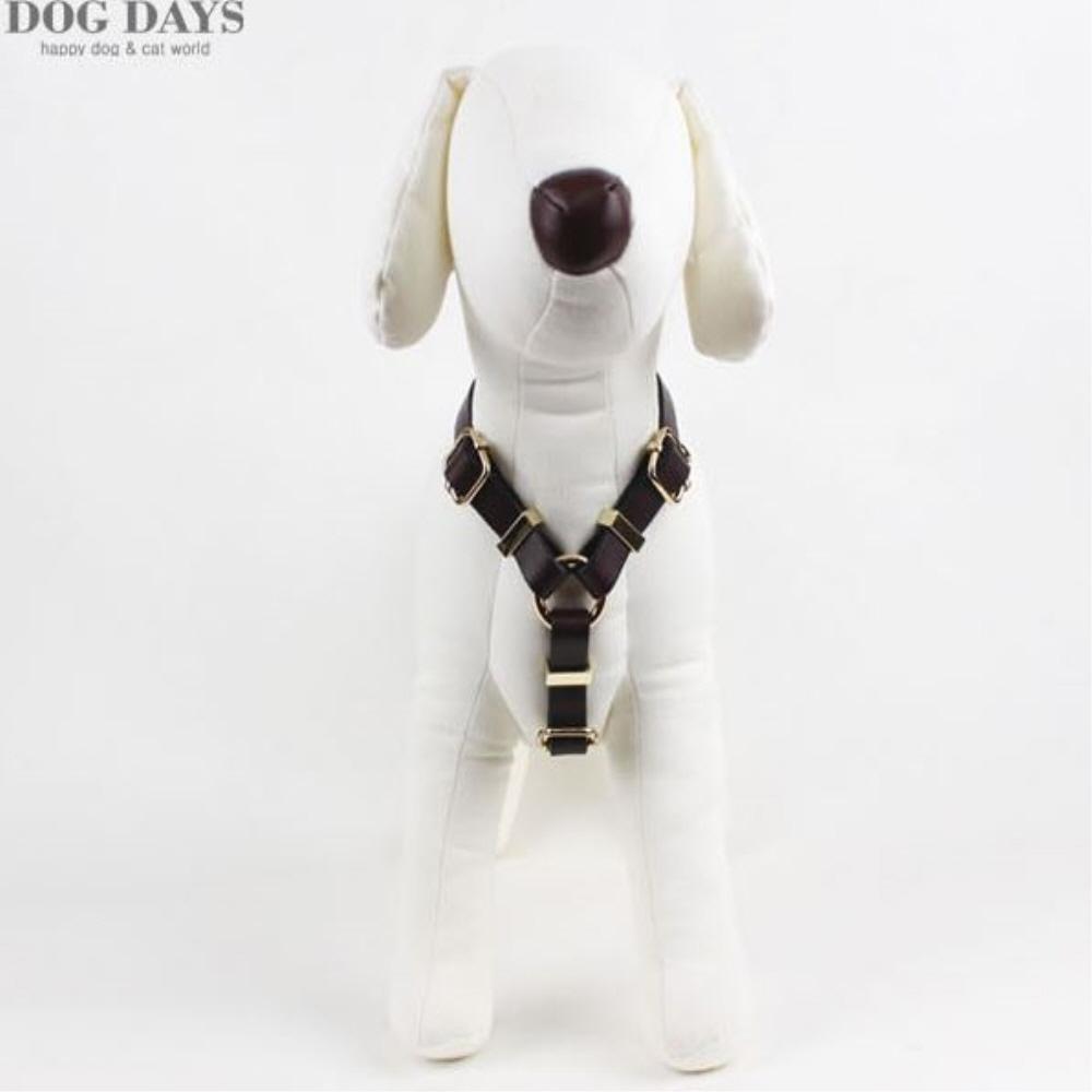 Retro leather gold harness(Dark brown)