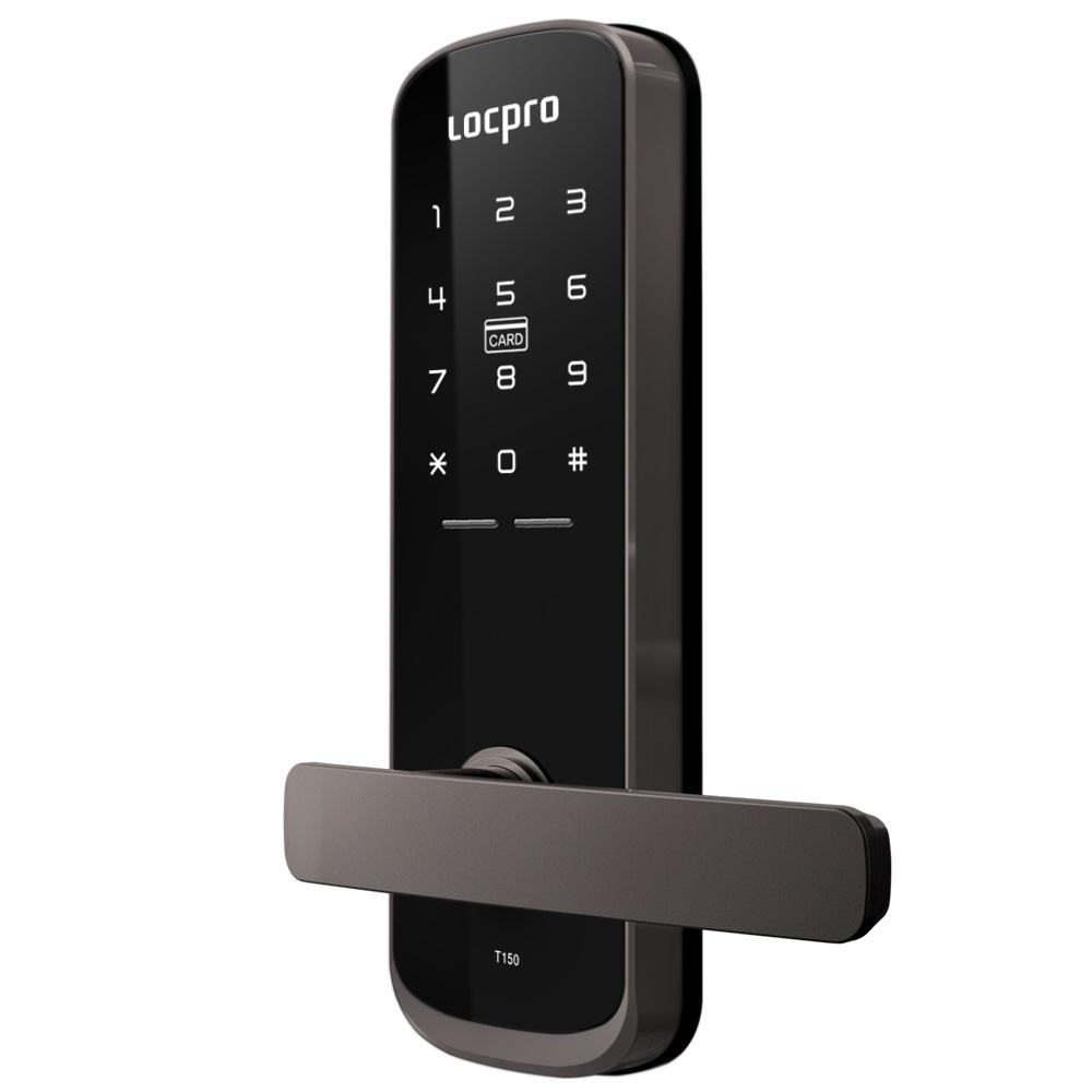 Tubular Smart Door Lock for Wooden Door T150 Smart Function Easy Open Metal Brown Passcodes RF Tag