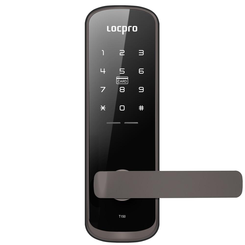 Tubular Smart Door Lock for Wooden Door T150 Smart Function Easy Open Metal Brown Passcodes RF Tag