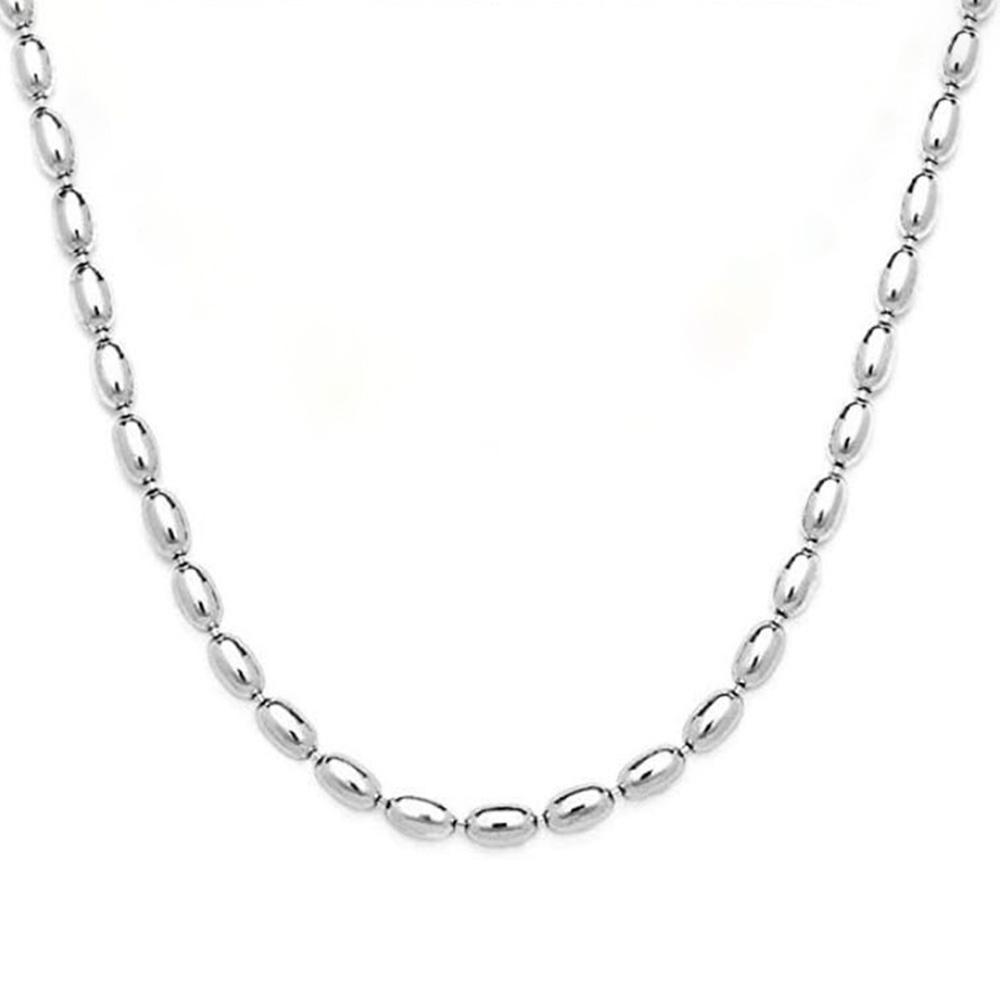 Thermal Steel Metal Rice Beads Chain Necklace Choker