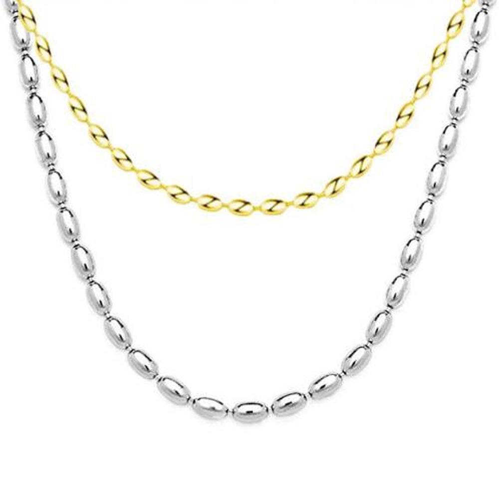 Thermal Steel Metal Rice Beads Chain Necklace Choker